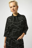 Jacquard Abstract Print Dress - Black/off White