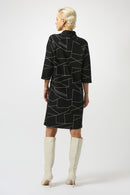 Jacquard Abstract Print Dress - Black/off White