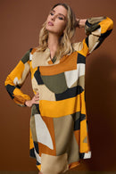 Satin AbstractPrint Dress - Black/multi