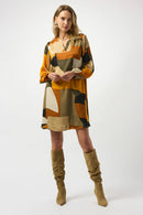 Satin AbstractPrint Dress - Black/multi