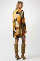 Satin AbstractPrint Dress - Black/multi