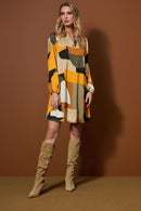 Satin AbstractPrint Dress - Black/multi