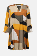 Satin AbstractPrint Dress - Black/multi