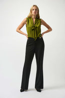 Satin Tie Neck Top - Artichoke