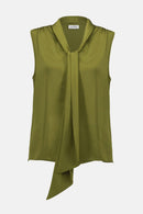 Satin Tie Neck Top - Artichoke