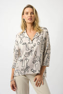 Abstract Face Print Boxy Top - Moonstone/black