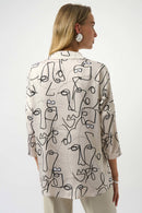 Abstract Face Print Boxy Top - Moonstone/black