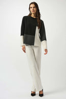 Jacquard Colour-Block Boxy Top - Black/winter White/grey