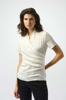 Satin And Silky Knit Wrap Top - Winter White