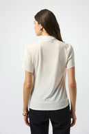 Satin And Silky Knit Wrap Top - Winter White