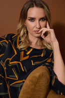 Geometric Print Boxy Top - Black/multi
