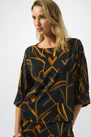 Geometric Print Boxy Top - Black/multi