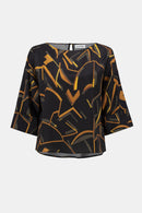 Geometric Print Boxy Top - Black/multi