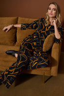 Geometric Print Trouser - Black/multi