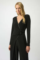 Leatherette Wide-Leg Jumpsuit - Black