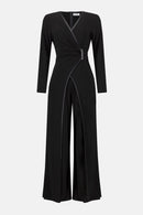 Leatherette Wide-Leg Jumpsuit - Black