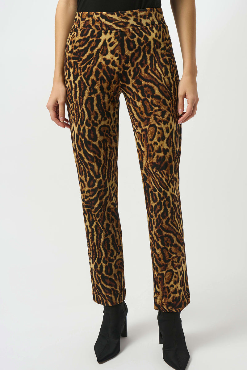 Animal Print Straight Trouser - Black/brown