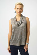Foiled Melange Sleeveless Top - Beige/multi