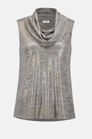 Foiled Melange Sleeveless Top - Beige/multi
