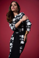 Jacquard Plaid Print Dress - Black/cream