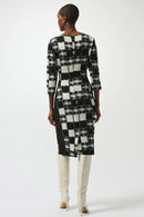 Jacquard Plaid Print Dress - Black/cream