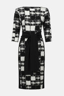 Jacquard Plaid Print Dress - Black/cream