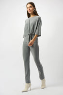 Melange Straight Leg Trousers - Grey Melange
