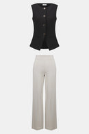 Wide Leg Pull-On Trousers - Moonstone