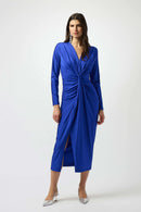 Draped VNeck Sheath Dress - Royal Sapphire