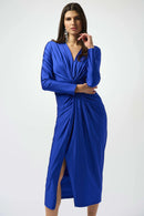 Draped VNeck Sheath Dress - Royal Sapphire