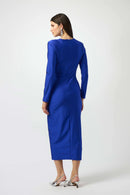 Draped VNeck Sheath Dress - Royal Sapphire
