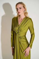 Draped VNeck Sheath Dress - Fern