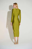 Draped VNeck Sheath Dress - Fern