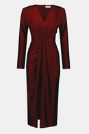 Draped VNeck Sheath Dress - Merlot