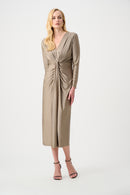 Draped VNeck Sheath Dress - Platinum Grey