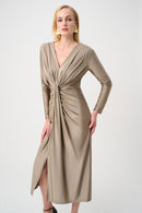 Draped VNeck Sheath Dress - Platinum Grey