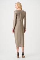 Draped VNeck Sheath Dress - Platinum Grey