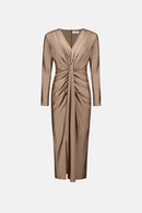 Draped VNeck Sheath Dress - Platinum Grey