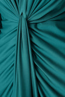 Draped V Neck Sheath Dress - Opulent Green