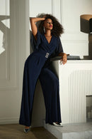 Chiffon Wide Leg Jumpsuit - Midnight Blue