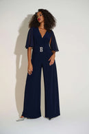 Chiffon Wide Leg Jumpsuit - Midnight Blue