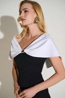 Off-Shoulder Sheath Dress - Black/vanilla