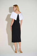 Off-Shoulder Sheath Dress - Black/vanilla