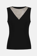 Rhinestone Sleeveless Top - Black