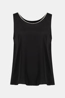 Rhinestone Trim Satin Top - Black