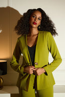 Scuba Crepe Collarless Blazer - Fern