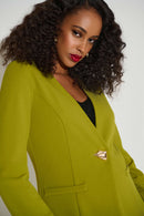 Scuba Crepe Collarless Blazer - Fern