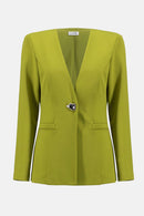 Scuba Crepe Collarless Blazer - Fern