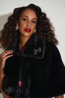 Signature Faux Fur Cape - Black