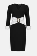 Signature Taffeta Sheath Dress - Black/vanilla